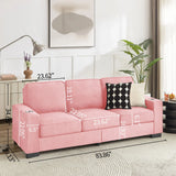 Modern Snowfleece Fabric 3 Seater Sofa With Cup Holder - Furniture Home Direct
