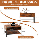 Rustic Flip Top Coffee Table With Hidden Storage - Black / Brown - Furniture Home Direct