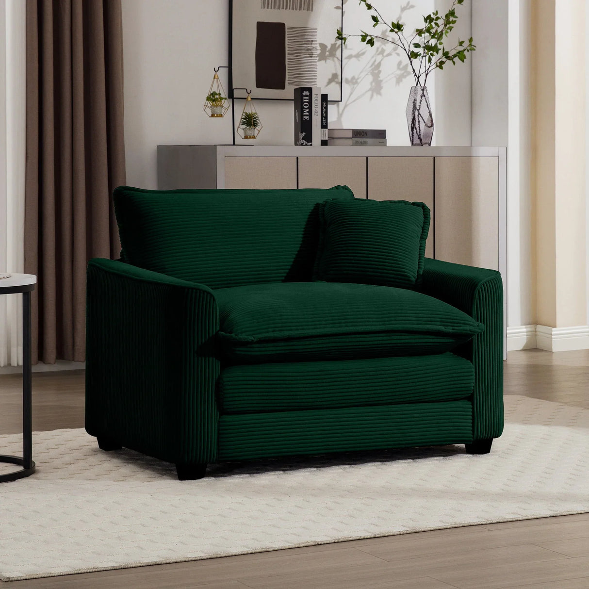 Modern Classic Corduroy Fabric Single Chair Deep Seat Sofa With Pillow - Furniture Home Direct