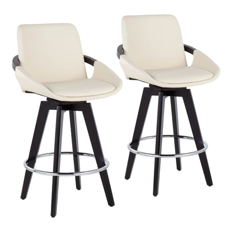 Cosmo - Contemporary Fixed Height Counter Stool With Swivel And Round Footrest (Set of 2) - Furniture Home Direct