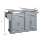 Homcom - Rolling Kitchen Island With Storage, Portable Kitchen Cart With Stainless Steel Top, 2 Drawers, Spice, Knife And Towel Rack And Cabinets - Furniture Home Direct