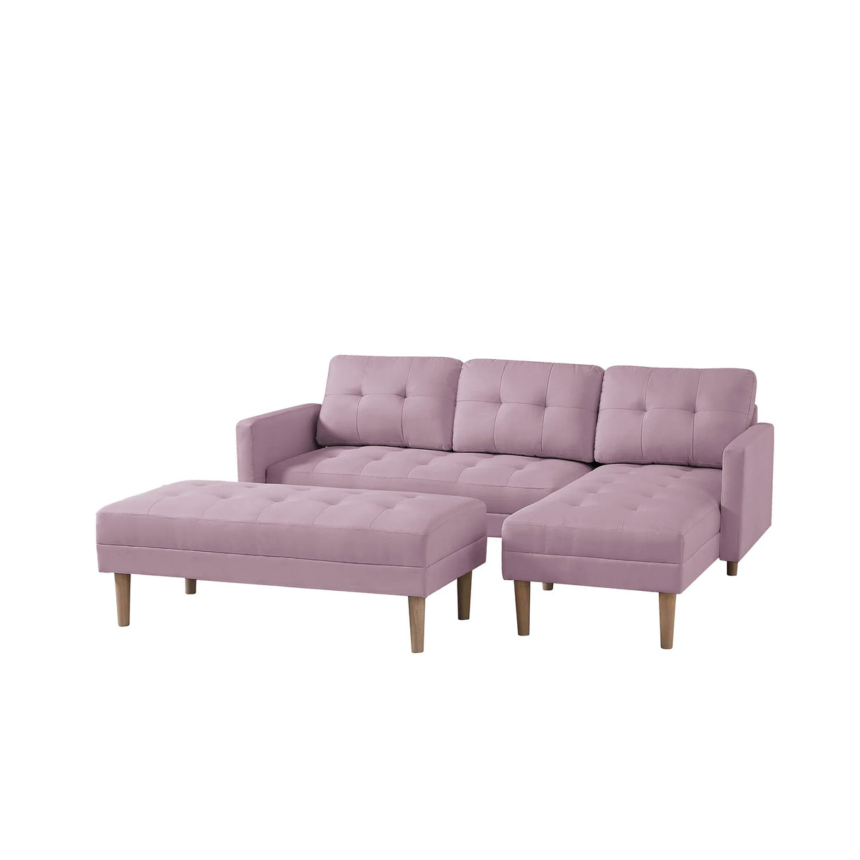Sectional with Ottoman - Pink - Furniture Home Direct
