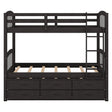 Twin Over Twin Wood Bunk Bed With Trundle And Drawers - Espresso - Furniture Home Direct