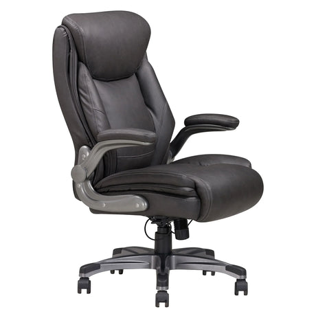 Bonded Leather Upholstered Office Chair With Adjustable Height And Armrest - Gray - Furniture Home Direct