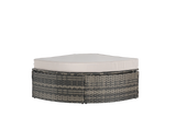 Wicker Outdoor Sectional Set with Curved Ottoman & Glass Top Table - Furniture Home Direct