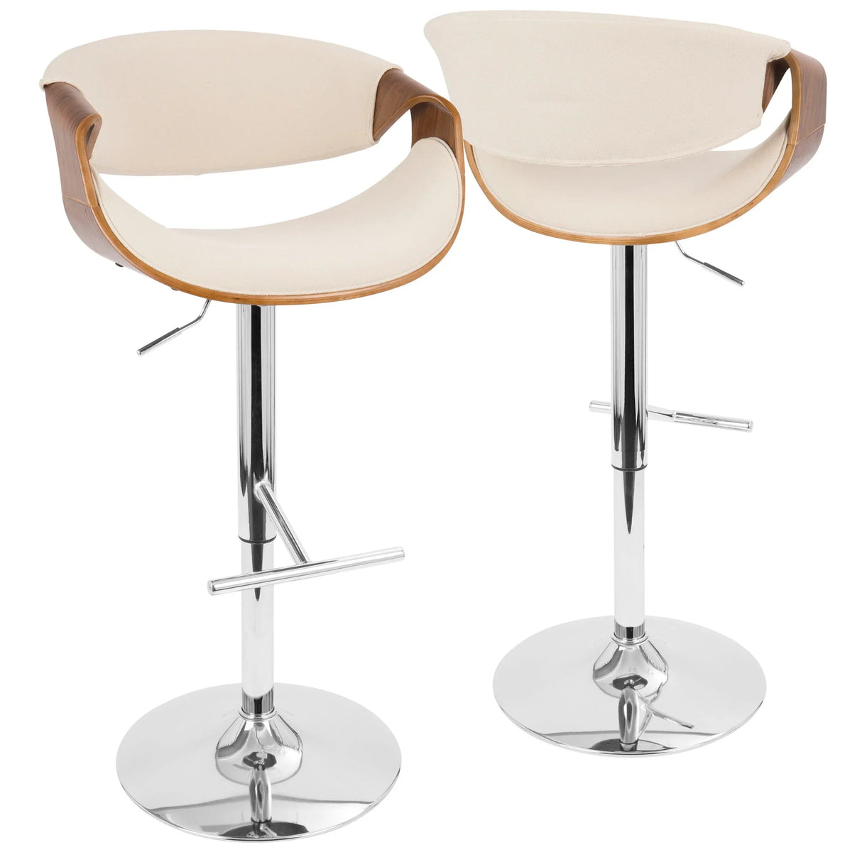 Curvo - Mid Century Modern Adjustable Barstool With Swivel With Straight T Footrest - Furniture Home Direct