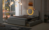 Queen Bed Upholstered Platform With Storage Drawers White - Furniture Home Direct