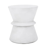 Outdoor Lightweight Concrete End Table With Hourglass Structure - Antique White