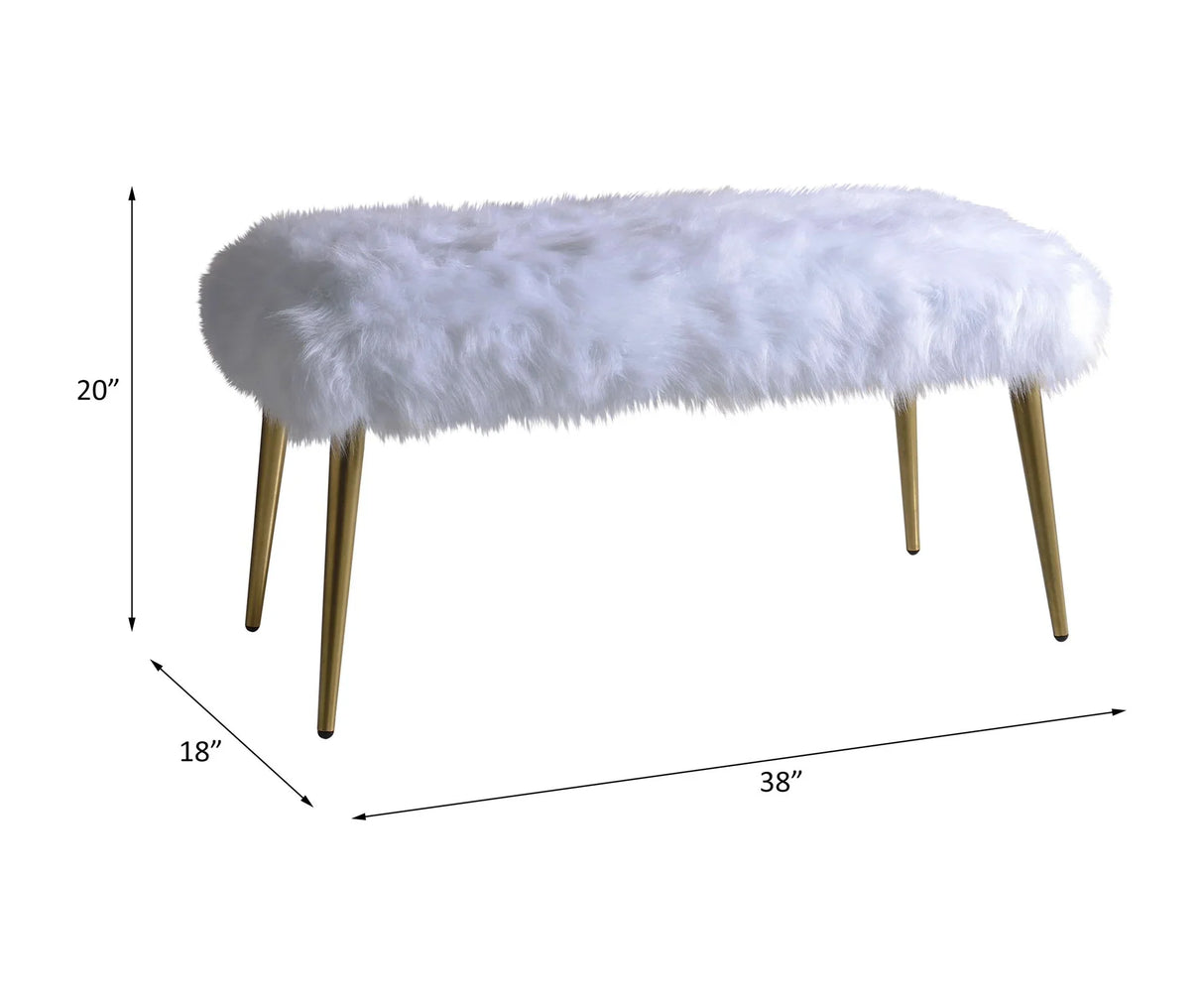 Bagley II - Faux Fur Bench - White / Gold - Furniture Home Direct