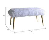 Bagley II - Faux Fur Bench - White / Gold - Furniture Home Direct