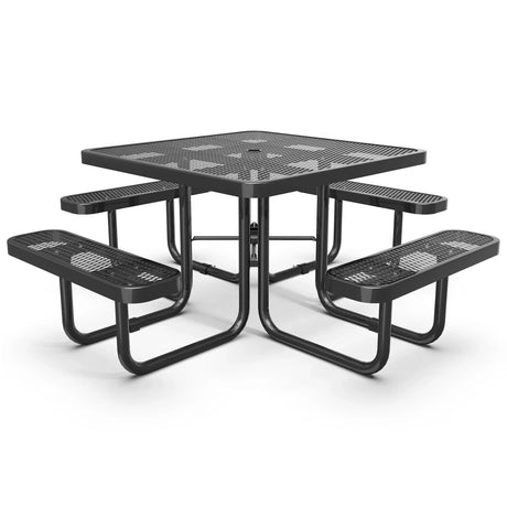 Square Outdoor Picnic Table With Umbrella Pole - Furniture Home Direct