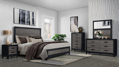 King Bedroom Set With Bed Dresser Mirror Modern Gray - Furniture Home Direct