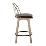 Riley - Farmhouse Fixed Height Counter Stool Round Footrest With Removable Cushion (Set of 2) - White Washed / Antique Copper / Brown - Furniture Home Direct