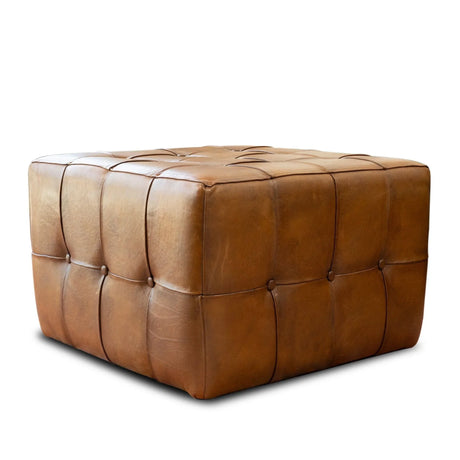 Benjiro - Square Ottoman - Tan - Furniture Home Direct