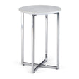 Marsden - Side Table With Polished Stainless Steel Base - White / Silver - Furniture Home Direct