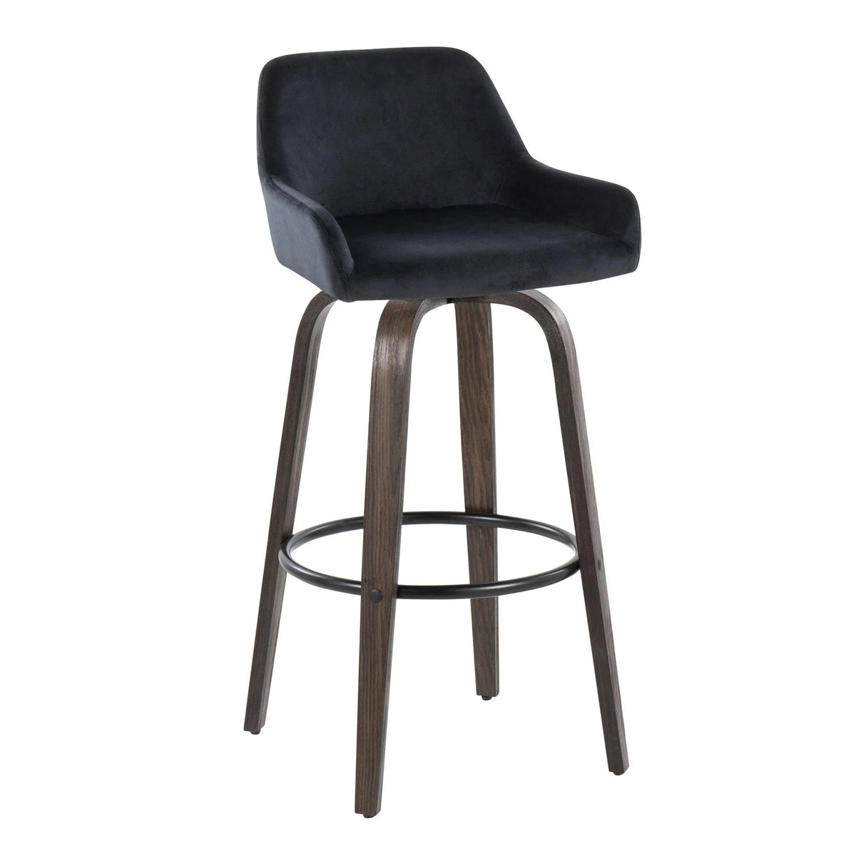Daniella - Contemporary Fixed Height, Barstool With Swivel With Round Footrest (Set of 2) - Furniture Home Direct