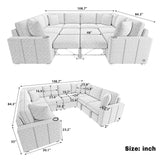 Modern U-Shaped Sectional Sofa Convertible Pull-Out Sofa Bed With USB Ports And Cup Holders - Furniture Home Direct