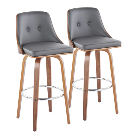 Gianna - Mid Century Modern Fixed Height Barstool With Swivel With Round Footrest (Set of 2) - Furniture Home Direct