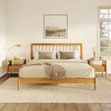 King Spindle Bed Mid Century Modern - Caramel - Furniture Home Direct