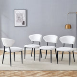 Dining Chairs Set Of 4 Modern Upholstered Metal Legs White - Furniture Home Direct