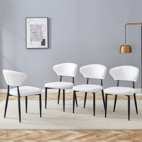 Dining Chairs Set Of 4 Modern Upholstered Metal Legs White - Furniture Home Direct