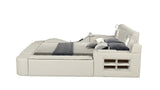 Queen Bed Upholstered Platform with Built in Lighting Beige - Furniture Home Direct