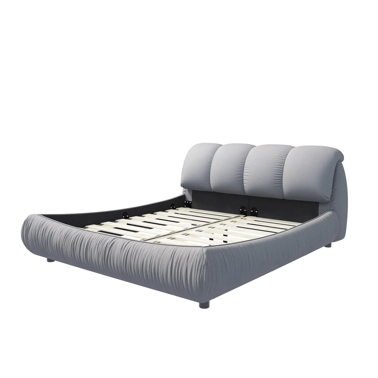 Luxury Upholstered Platform Bed With Oversized Padded Backrest And Solid Wood Frame - Furniture Home Direct