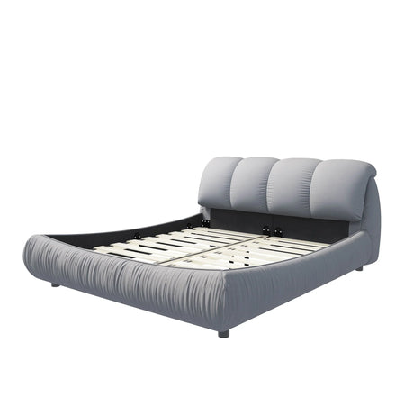 Luxury Upholstered Platform Bed With Oversized Padded Backrest And Solid Wood Frame - Furniture Home Direct
