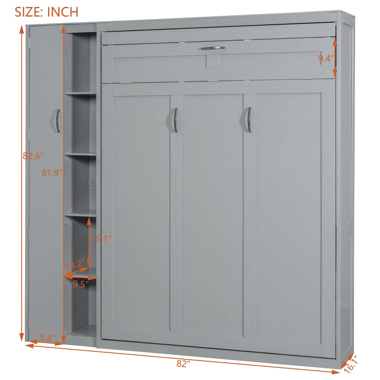 Murphy Wall Bed With Shelves, Wardrobe And LED Lights - Furniture Home Direct