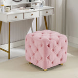 Modern Velvet Upholstered Ottoman, Exquisite Small End Table, Soft Foot Stool, Dressing Makeup Chair, Comfortable Seat For Living Room, Bedroom, Entrance - Furniture Home Direct