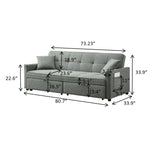 3 In 1 Convertible Sleeper Sofa Bed, Reclining Backrest, Pillows, Pockets - Furniture Home Direct