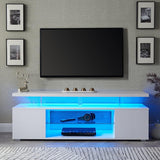 TV Stand LED Gaming Entertainment Center, Media Storage Console Table With Large Side Cabinet - Furniture Home Direct