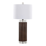 Cylinder - Fluted Contemporary Table Lamp (Set of 2) - Brown / Clear / White - Furniture Home Direct