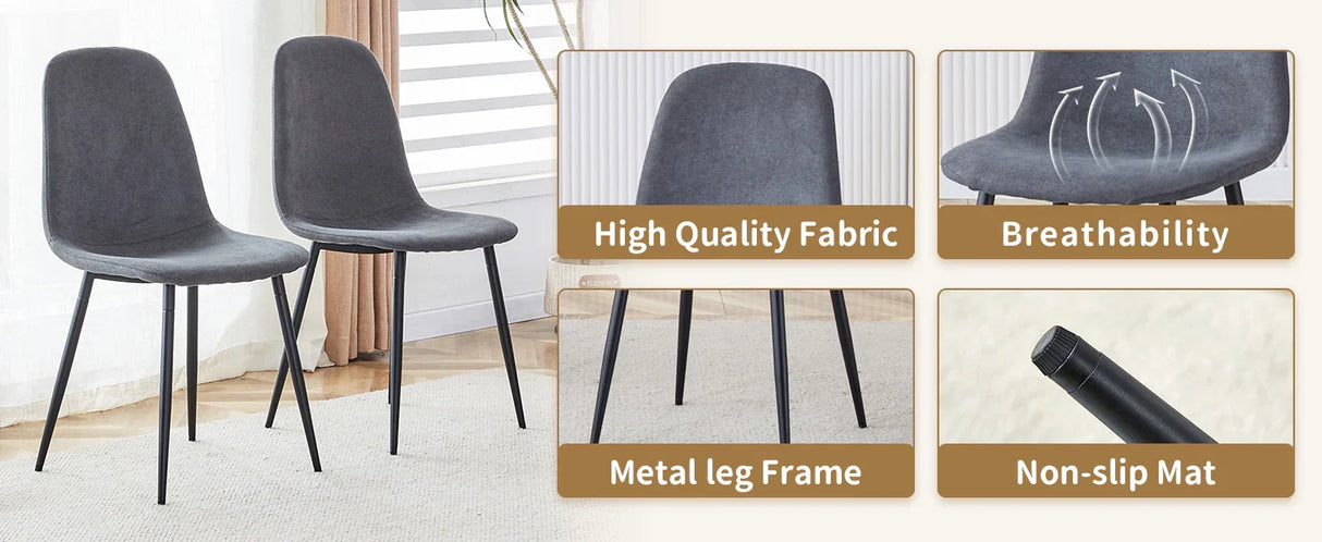 Dining Set Glass Table with Dark Gray Chairs Charcoal - Furniture Home Direct