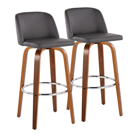 Toriano - Mid Century Modern Fixed Height, Barstool With Swivel With Round Footrest (Set of 2) - Furniture Home Direct