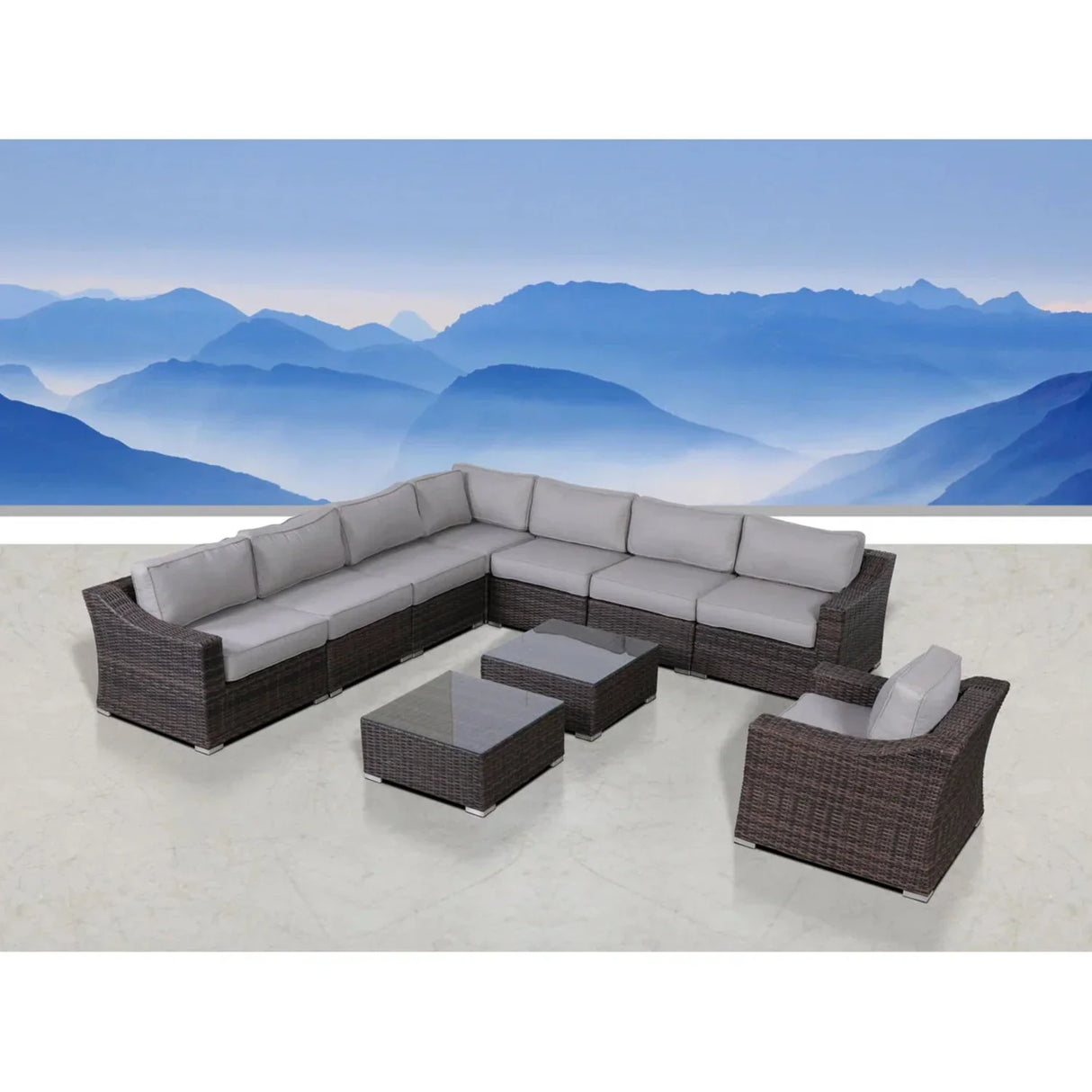 Outdoor Wicker Conversation Set With Cushions, All Weather - Furniture Home Direct
