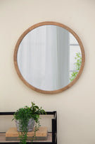 Circle Wall Mirror With Wooden Frame, Wall Mirror For Living Room - Furniture Home Direct