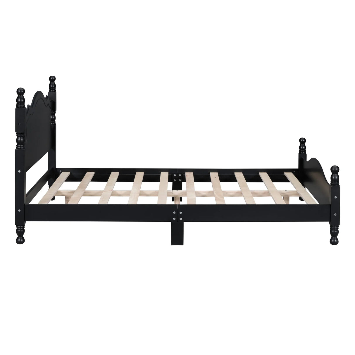 Platform Bed Full Size Wood Frame With Slat Support Black - Furniture Home Direct