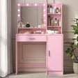 Vanity Desk With Illuminated Mirror And Storage Pink - Furniture Home Direct