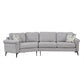 Upholstered 3 Seater Curved Sofa With Printed Pillows Chenille - Furniture Home Direct