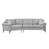 Upholstered 3 Seater Curved Sofa With Printed Pillows Chenille - Furniture Home Direct