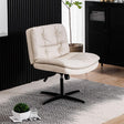 Large Size Armless Home Office Desk Chair Vanity Chair No Wheels - Beige - Furniture Home Direct