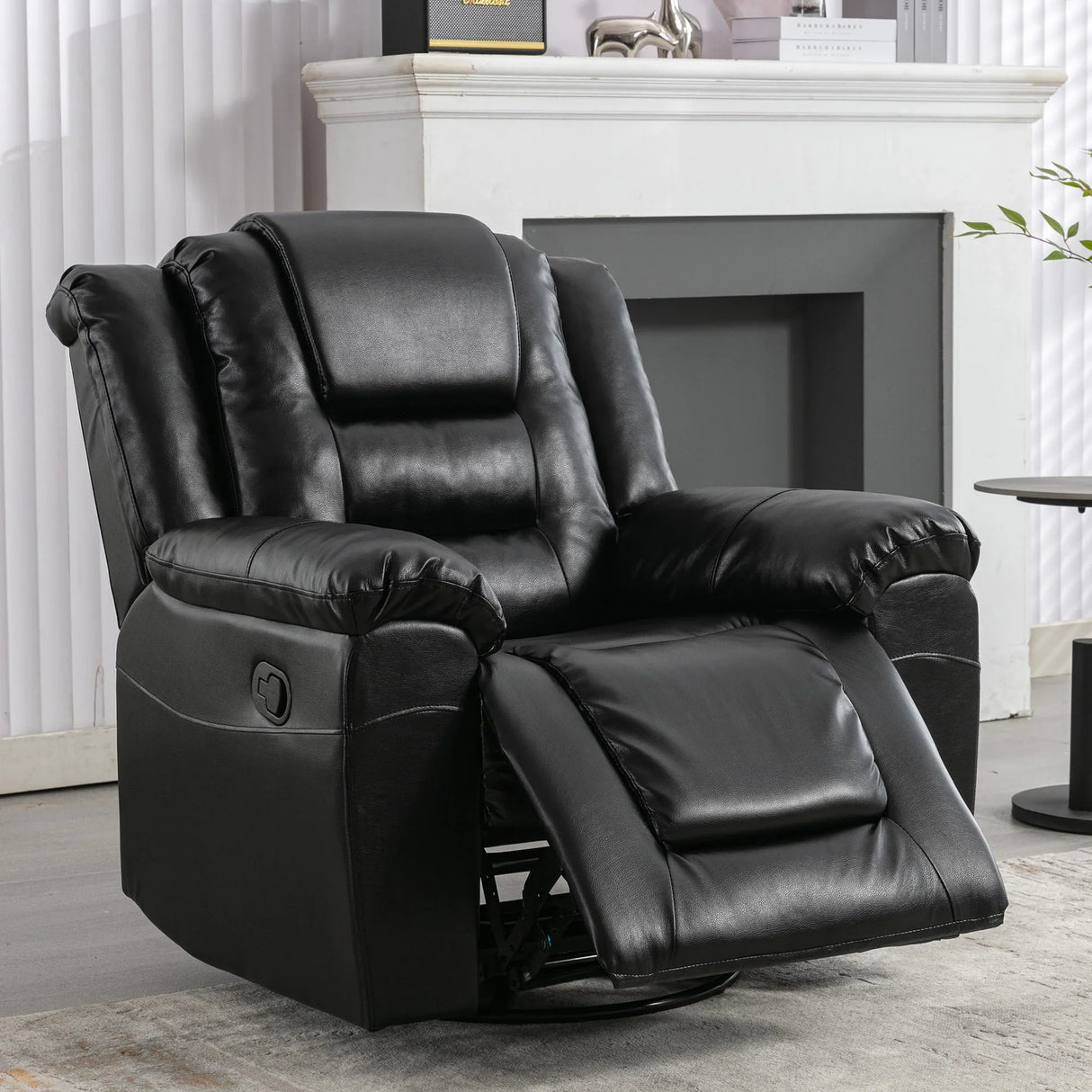 360° Swivel And Rocking Home Theater Recliner Manual Recliner Chair With Wide Armrest For Living Room - Furniture Home Direct