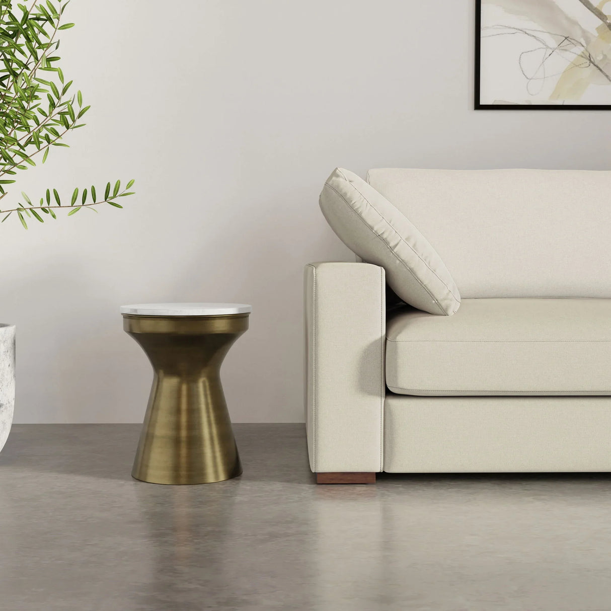 Raquel - Side Table - Antique Brass / White - Furniture Home Direct