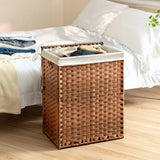 Laundry Hamper With Lid PE Rattan Powder Coating Frame Clothes Hampers With 2 Removable Bags - Furniture Home Direct