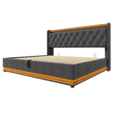King Bed LED 360 Surround Lighting Storage USB Type C Gray - Furniture Home Direct