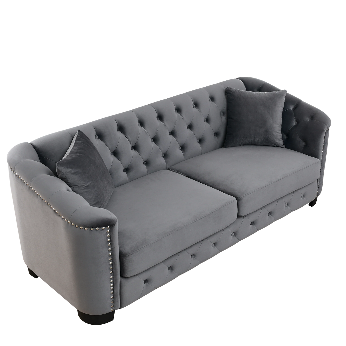 Living Room Set with 2 Sofas - Velvet Grey - Furniture Home Direct