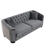 Living Room Set with 2 Sofas - Velvet Grey - Furniture Home Direct