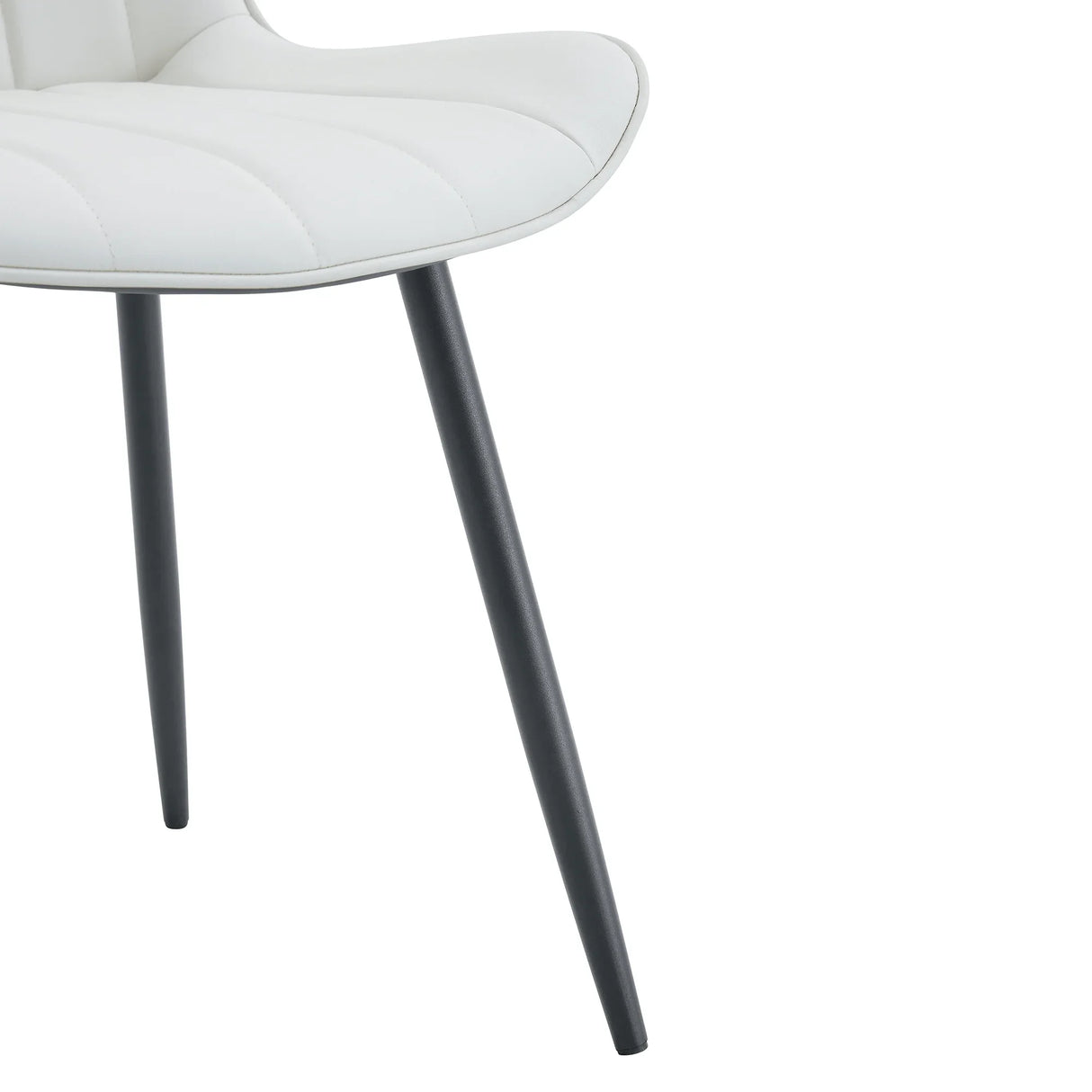 Dining Chairs Four Upholstered Leather Black Legs White - Furniture Home Direct