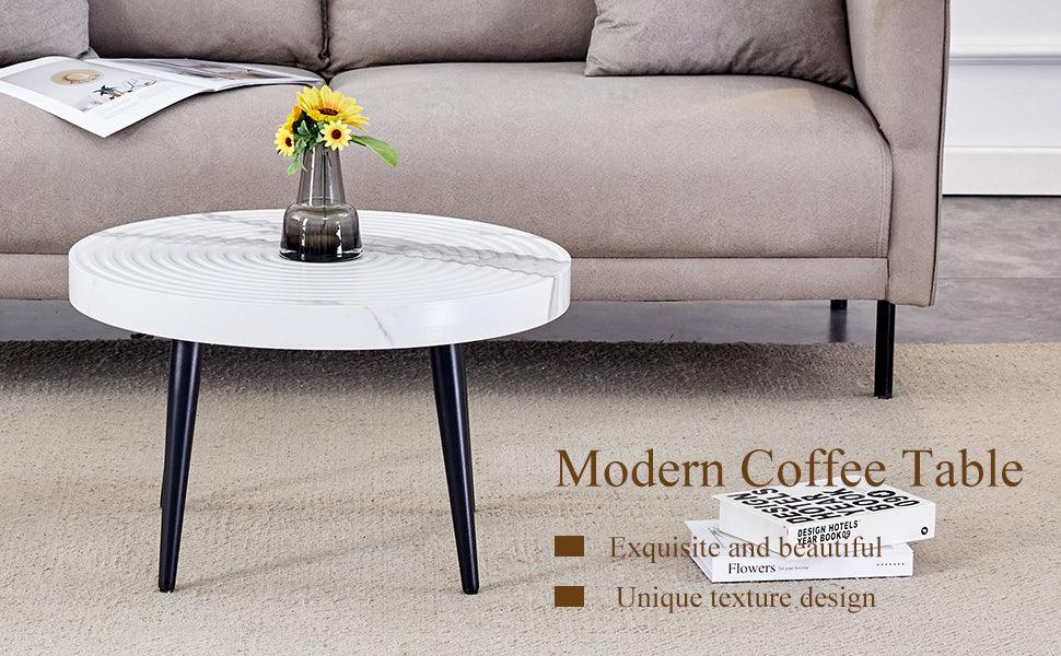 Elegant White Marble Round Coffee Table - Furniture Home Direct